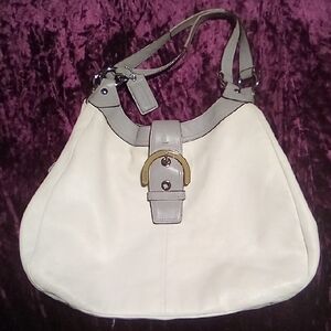 Coach Cream and Tan Hobo Bag
